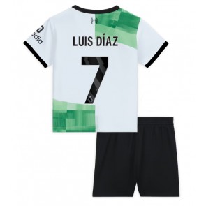Lacne Dětský Futbalové dres Liverpool Luis Diaz #7 2023-24 Krátky Rukáv - Preč (+ trenírky)